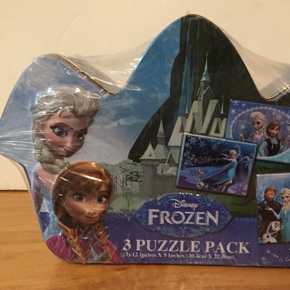 New -3 Frozen/Disney Jigsaw Puzzles-Decorative Tin - Picture 1 of 3